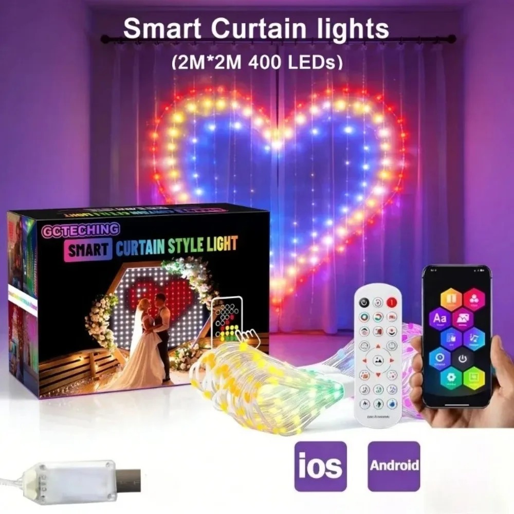 Lighting Decor Outdoor - Outdoor LED Pixel Curtain Lights Bluetooth