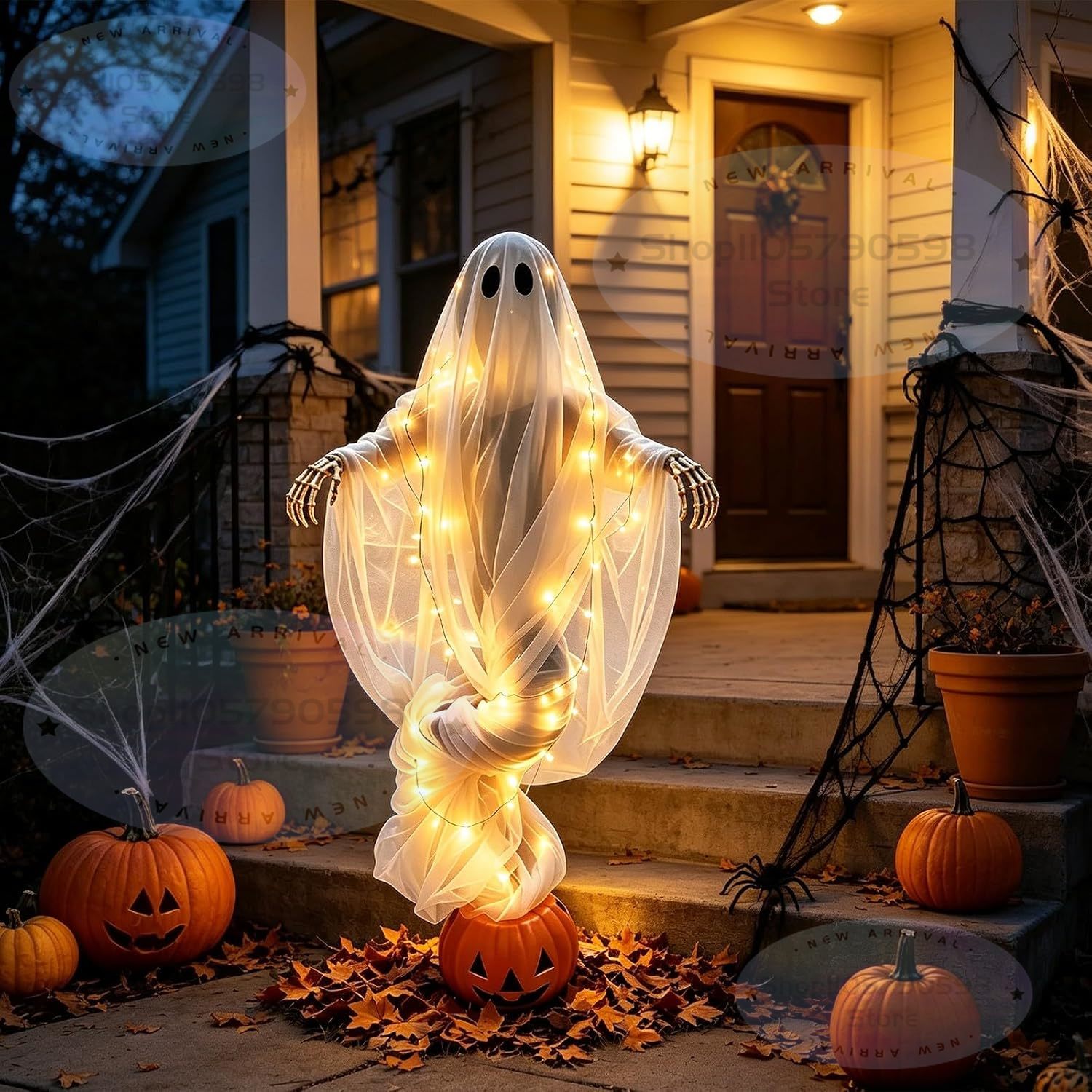 Decor Lighting Floor Lamps - 2026 Swirling Ghost Pumpkin Yard Lamp,LED