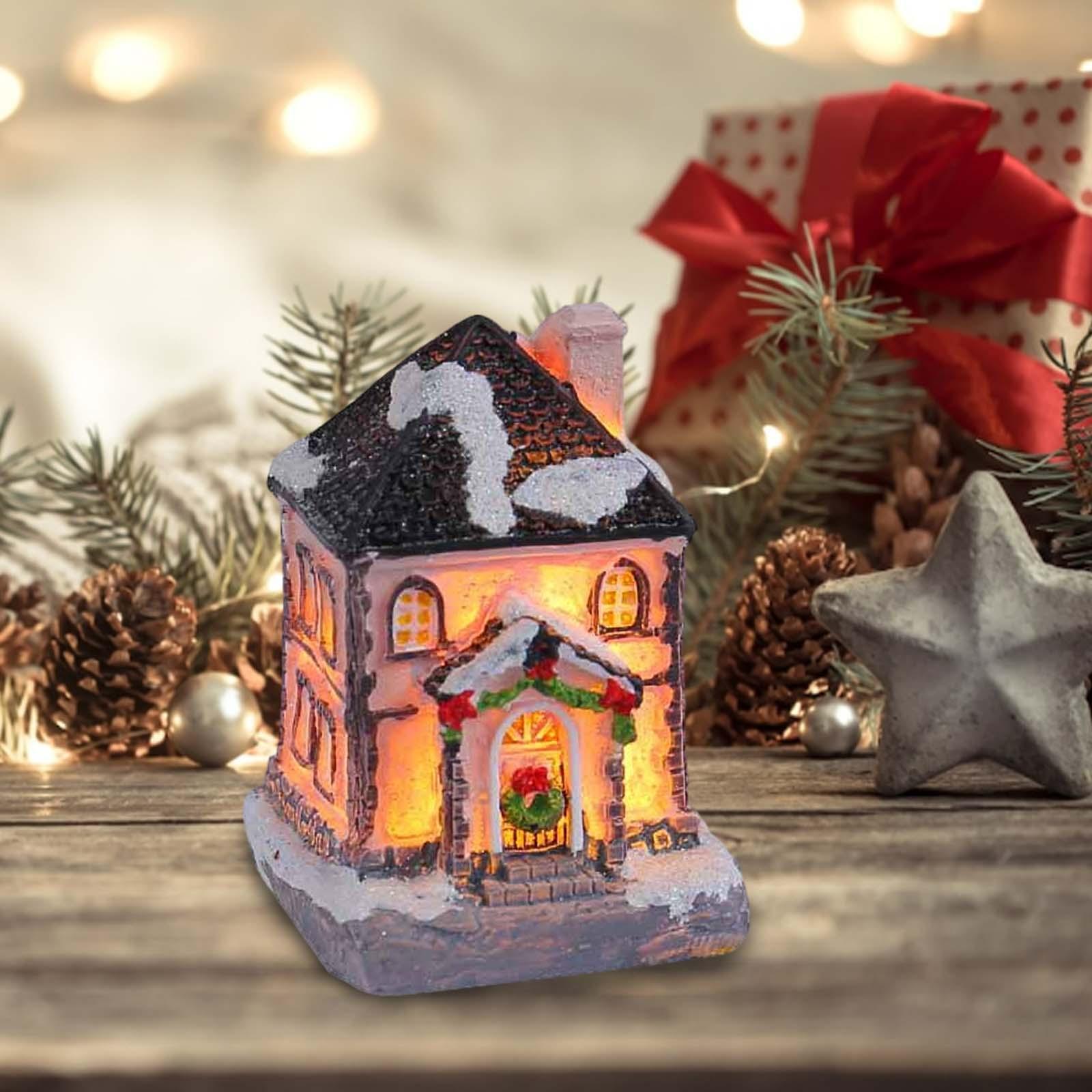 Lighting Decor For House - Christmas Lighted House Resin Figurine Desk