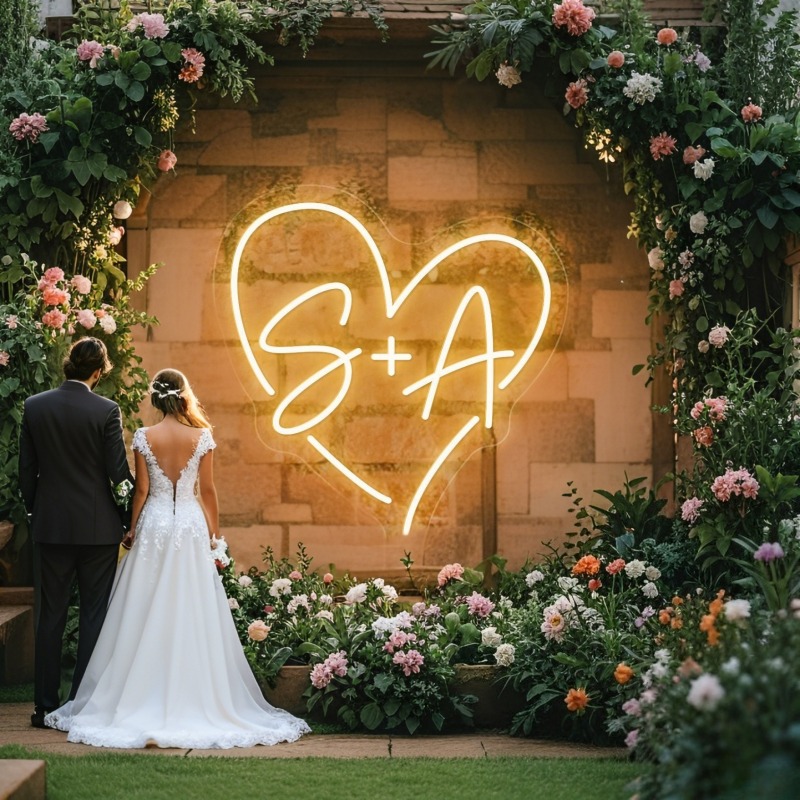 Custom Initials Heart LED Neon - đánh giá và giá Lighting Decor Wedding