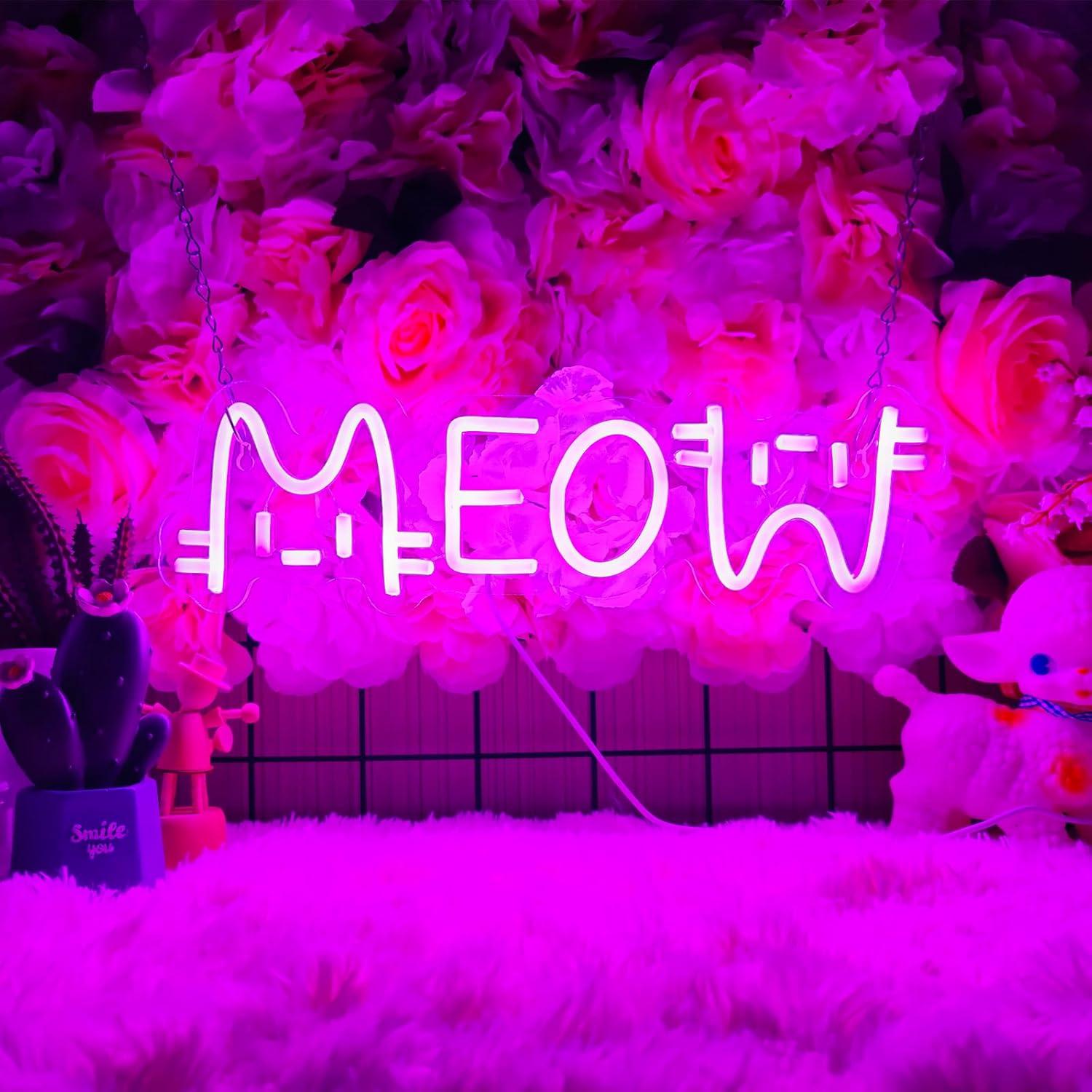 Meow Neon Sign Cat USB Powered - đánh giá và giá Lighting Decor For House